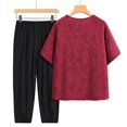 thumbnail image 4 of Fouhkni Plus Size Pajama Sets for Women Half Sleeve Embroidered Top Capri Pants 2 Piece Loungewear, 4 of 9