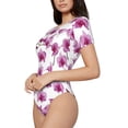 thumbnail image 2 of The Xecao Orchids Flowers Women's Crew Neck Body Suit, a short-sleeved bodysuit and basic swimsuit, both comfort and style for dating and daily life, 2 of 9