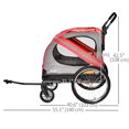 thumbnail image 3 of Aosom Remorque pour Vélo pour Chien, Chariot pour Chien 2-en-1 Poussette pour Animal de Compagnie pour Voyage avec Roues Universelles Réflecteurs Drapeau, pour Petits et Moyens Chiens, Rouge, 3 of 10
