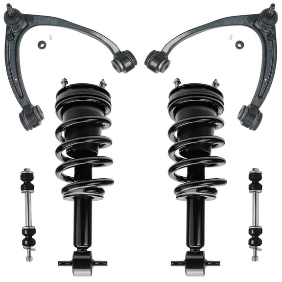 Detroit Axle - 6pc Front End Suspension Kit for 2007-2013 Silverado Sierra 1500 Chevy GMC, 2 Upper Control Arms w/Ball Joint 2 Struts 2 Sway Bars 2008 2009 2010 2011 2012 Replacement