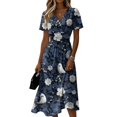 thumbnail image 2 of Womens Halloween Dress Bat V Neck Pumpkin Cute Wrap Dresses Ghost Short Sleeve Vintage Wedding Guest Dress L, 2 of 5