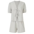 thumbnail image 5 of ibiyuan Women 2 Piece Outfits Sets Women's Fashion Striped Shorts Set Casual Summer Outfit with Elastic and Drawstring Waist Stylish Comfortable Two Piece, 5 of 6
