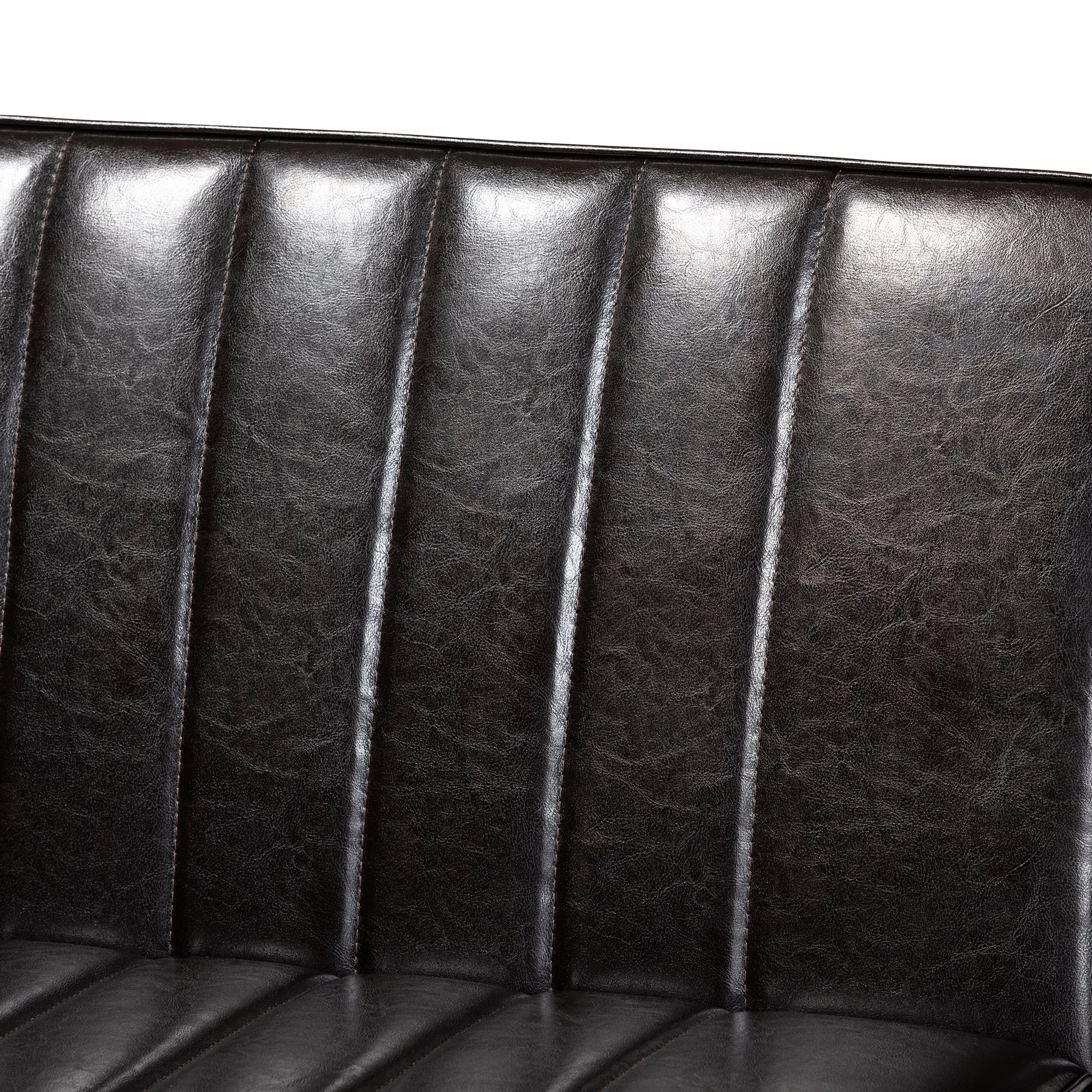 Baxton Studio Daymond Mid-Century Modern Dark Brown Faux Leather Upholstered and Walnut Brown Finished Wood 2-Piece Dining Nook Banquette Set