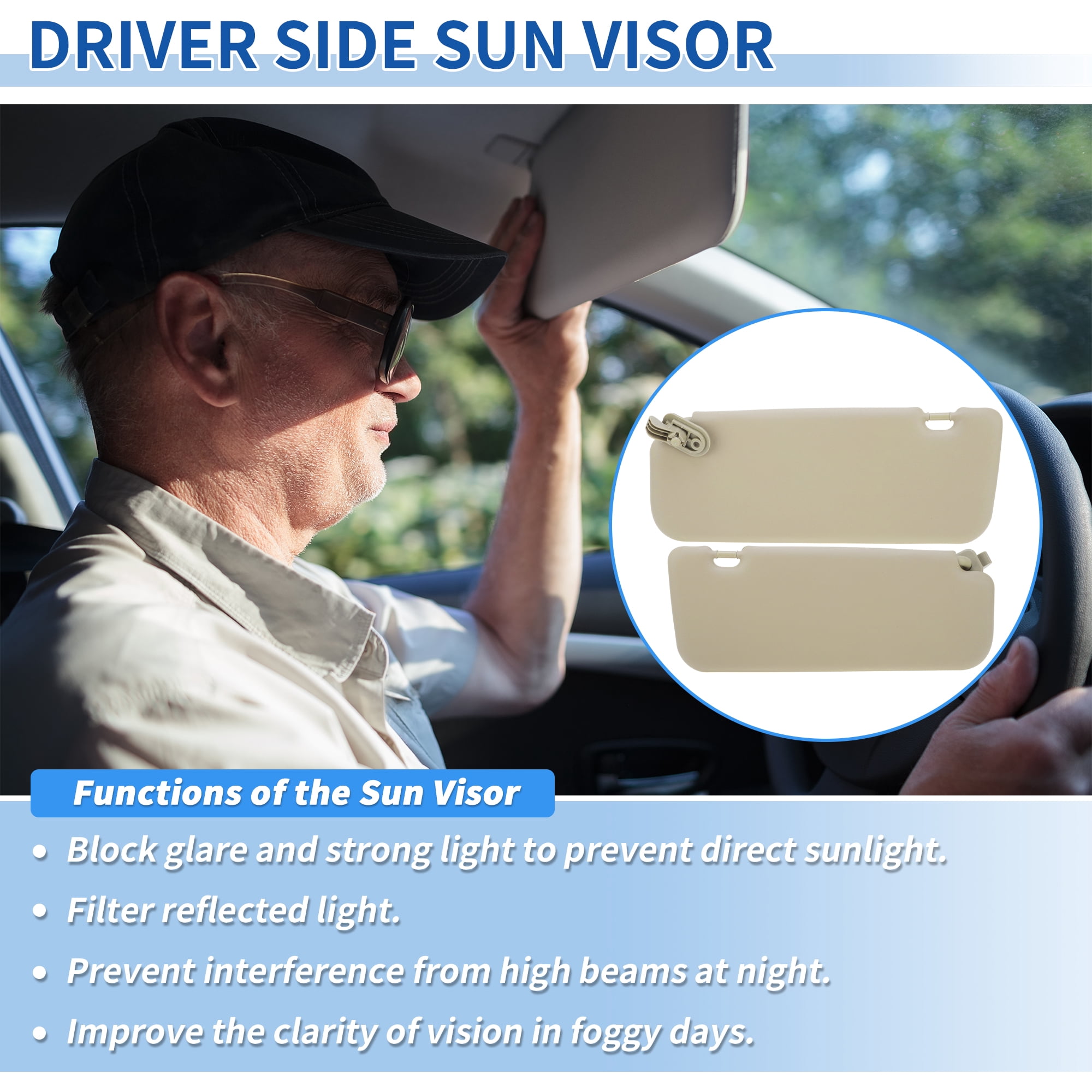 Unique Bargains Driver Side Sun Visor for Hyundai Accent 2011-2015 Beige
