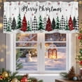 thumbnail image 5 of Merry Christmas Valances for Windows, 54 x 18in, Red Black Plaid Christmas Green Tree Snowflakes Rod Pocket Kitchen Valance Curtain Light Filtering Window Treatments for Living Room Bedroom, 1 Panel, 5 of 7