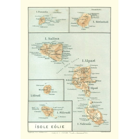Historic Map - Italian Islands Italy Europe - Baedeker 1880 - Vintage Wall Art