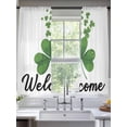 thumbnail image 2 of Happy St. Patrick's Day Sheer Curtains 72 Inch Length 2 Panels Set, Spring Lucky Green Shamrocks Voile Window Treatment Rod Pocket Curtains Sheers Drapes for Bedroom/Living Room/Kitchen 52"x72"x2, 2 of 7