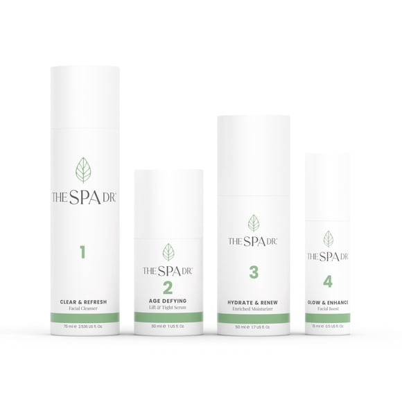 The Spa Dr. Kit de cuidado de la piel de 4 pasos - Kit de cuidado personal de suministro de 30 días - Kit facial antiagin - Cuidado de la piel orgánico - Perfectamente equilibrado con pH