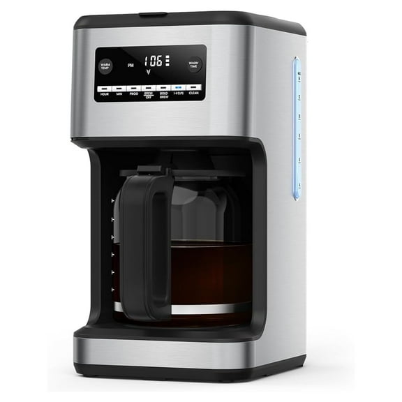 14-Cup Coffee Maker, 24-Hour Programmable Coffee Brewer, Keep Warm, Drip Free, Washable Filter, Stainless Steel, Silver - Performance