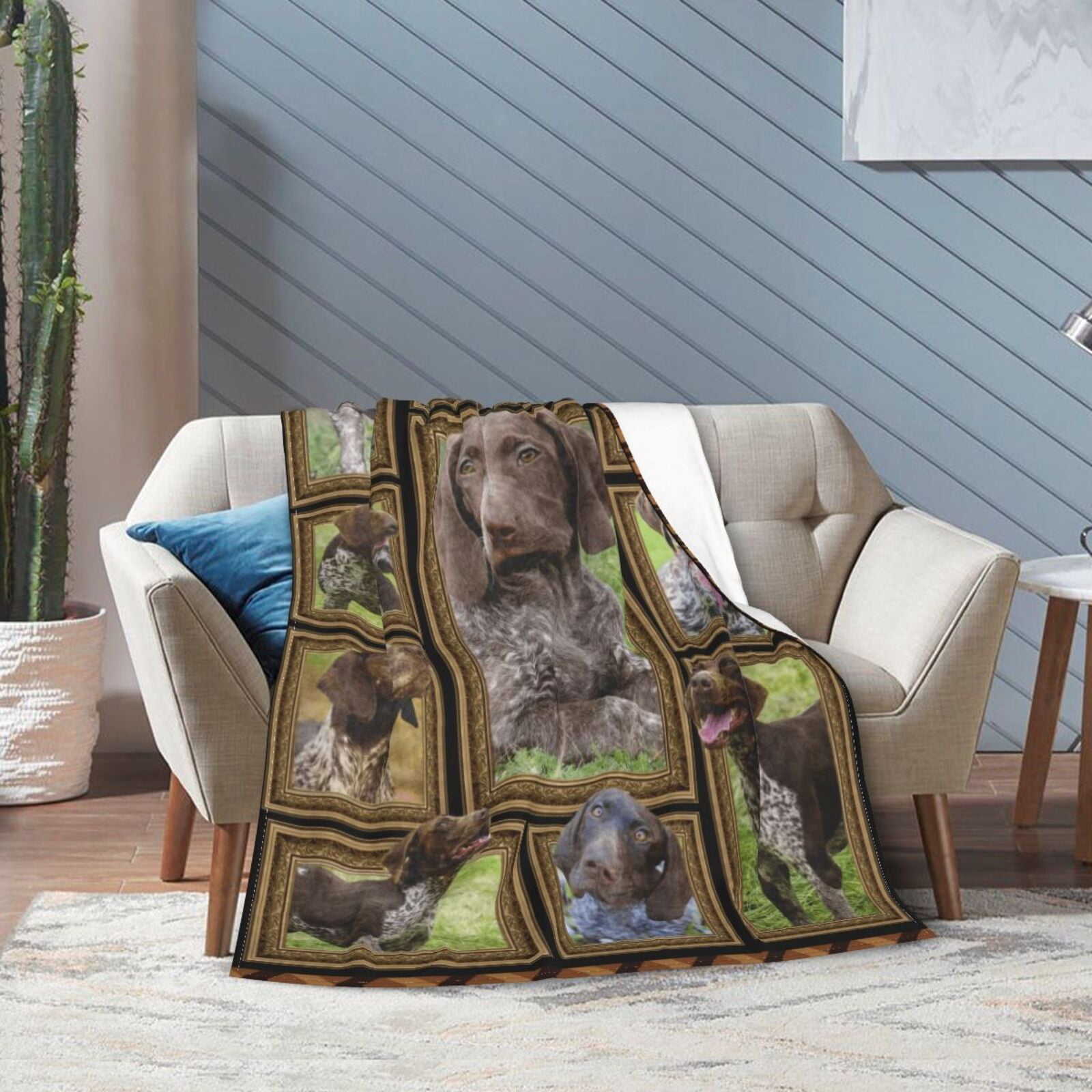 Wijzvio German Shorthaired Pointer Dog Throw Blanket Soft Fuzzy Fleece Blanket For Couch Bed Living Room Decoration 50"X40"