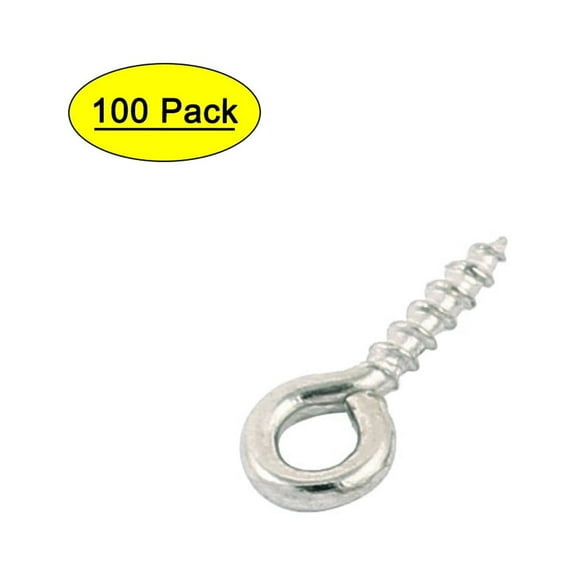 Uxcell 1mm Dia. Thread Stainless Steel Screw In Screw Eye Hook Bolts Fastener (100-pack)