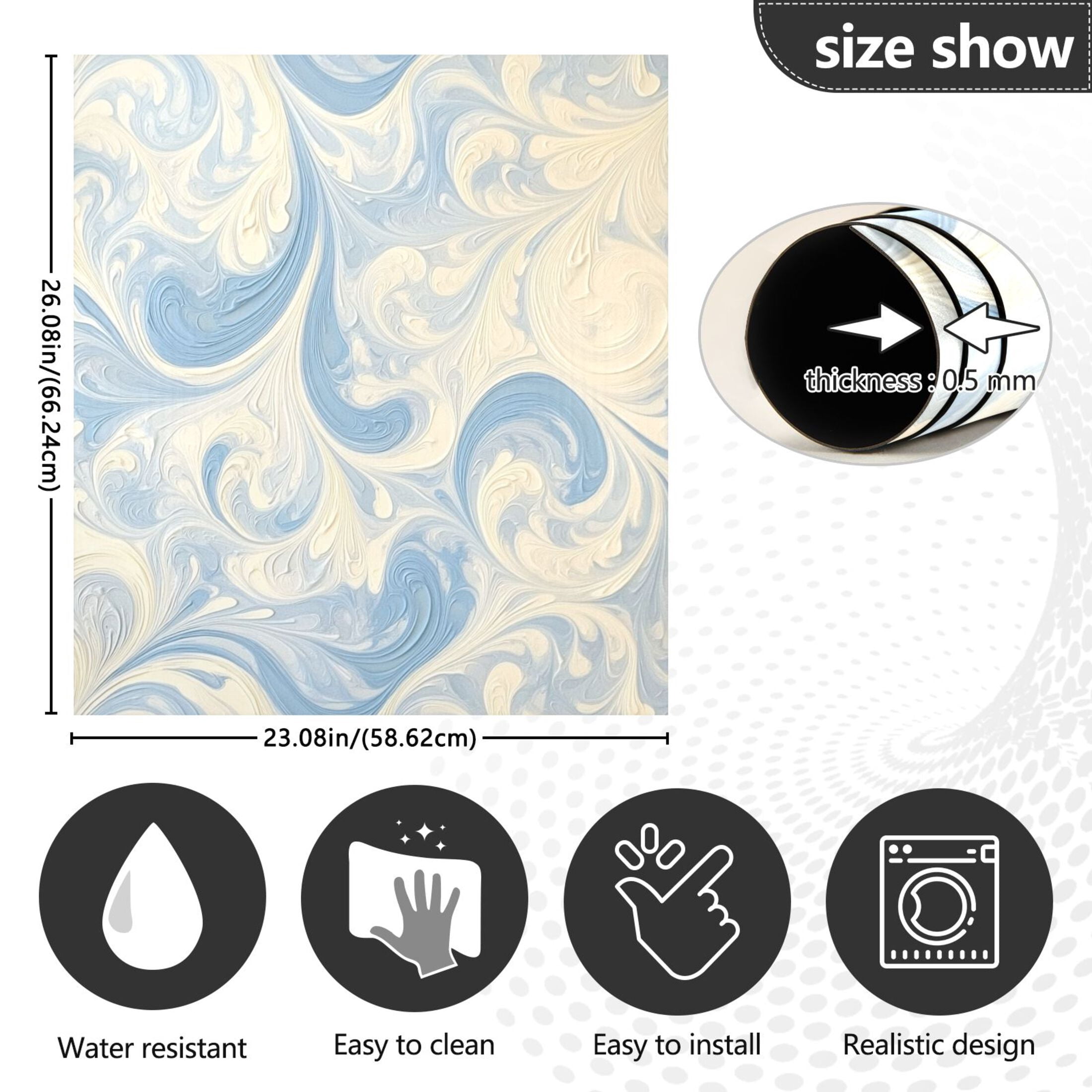 Dishwasher Magnetic Sticker 23x26 Inch Refrigerator Magnetic Sticker Washing Machine Magnetic Sticker Kitchen Panel Magnetic Sticker Home Decor Blue and White Pattern