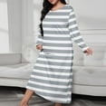 thumbnail image 2 of Dasayo Plus Size Women's Nightgowns Gray House Chemise Pajamas Full Length Striped Loungewear Pajamas for Women S, 2 of 6