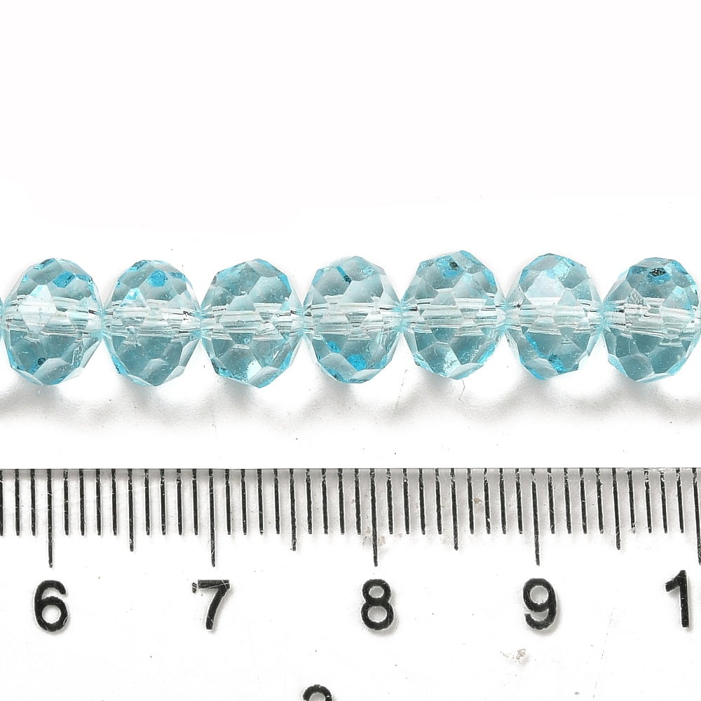 Transparent Baking Paint Glass Beads Strands Faceted Rondelle Sky Blue 8x6mm Hole: 1.4mm 64pcs/strand 15.16''(38.5cm)