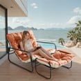thumbnail image 3 of HomeMiYN Patio Outdoor Lounge Chair with Footstool,Oversized Comfy Recliner Chair,Support 500lbs with Extra Thick Puffy Cushion,Modern Outside Furniture Set for Backyard,Porch,Poolside,Orange/Beige, 3 of 10