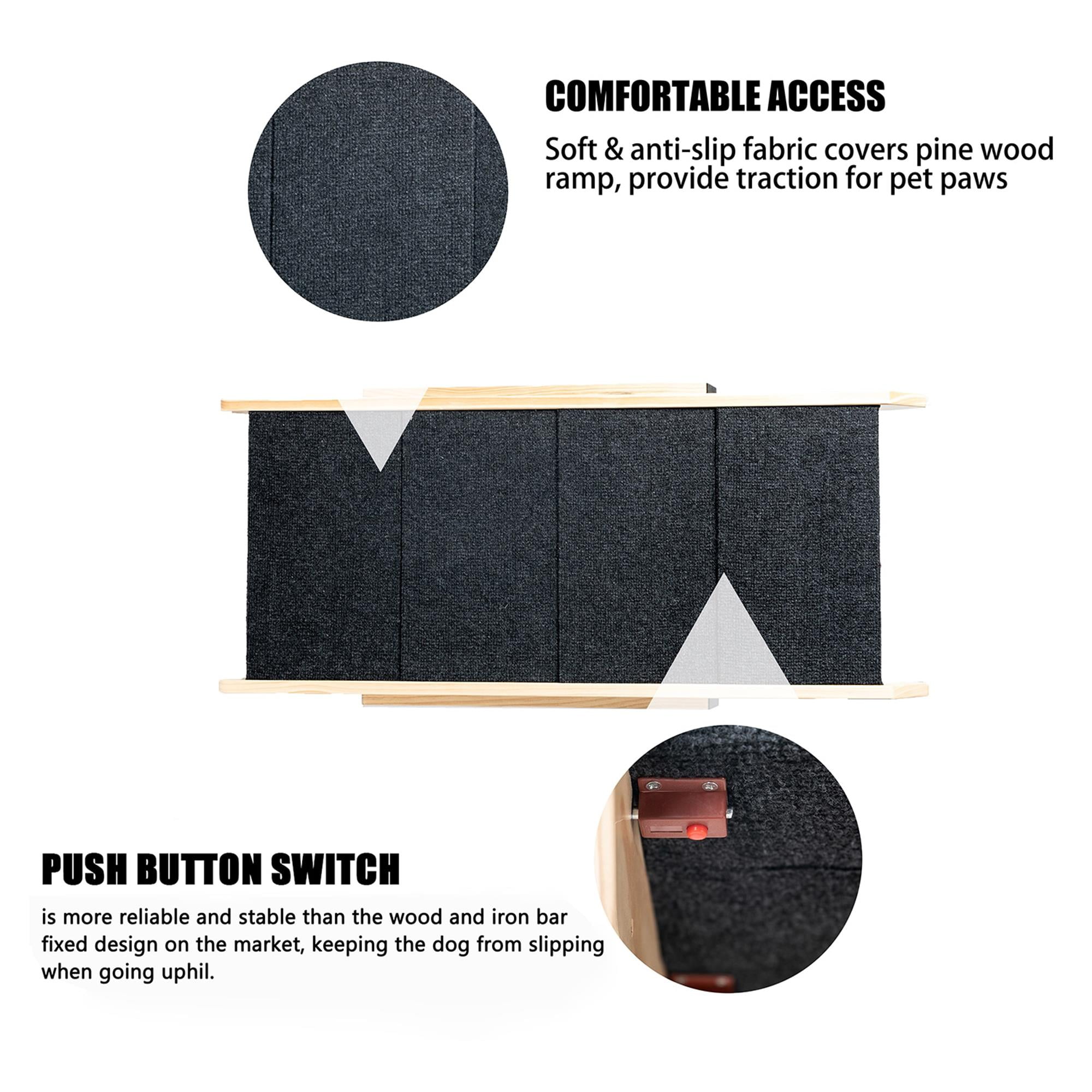 Pefilos Wood Pet Steps, Foldable 4 Steps Dog Stairs and Ramp Perfect for Beds and Cars, Portable Dog/Cat Ladder Up to 110 Pounds, Beige