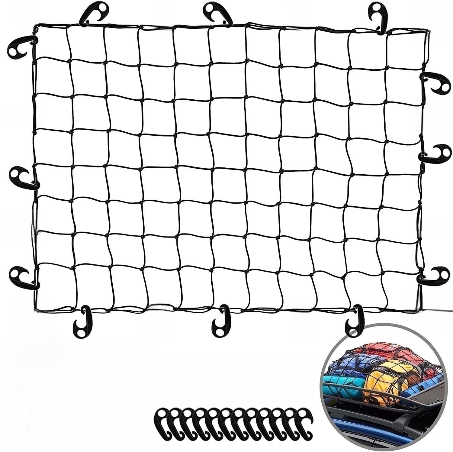 MultiPurpose Cargo net Bungee Nets, 3'x4 Stretches to 6'x8', Truck Bed