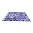 thumbnail image 2 of Ahgly Company Machine Washable Indoor Round Medallion Blue Traditional Area Rugs, 8' Round, 2 of 4