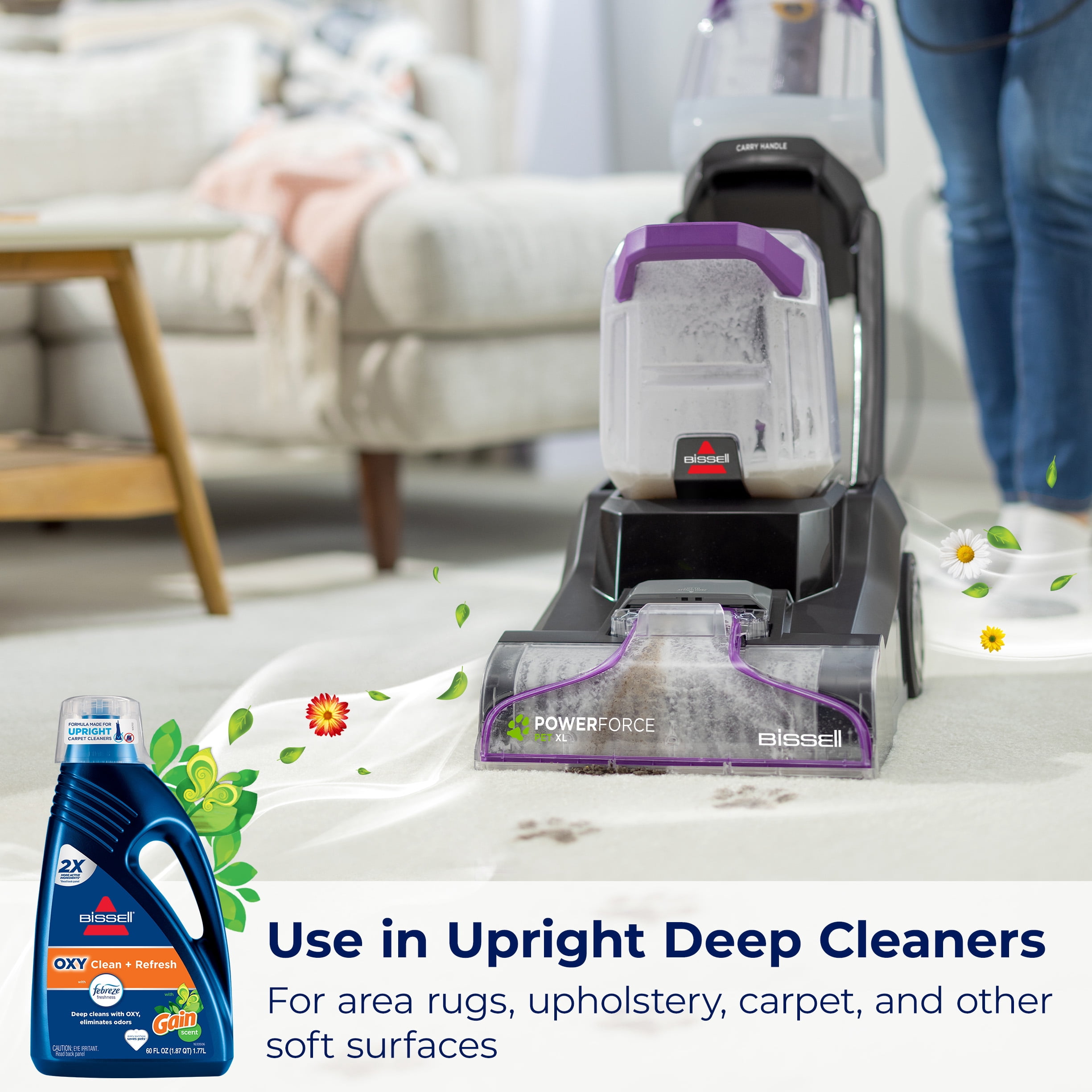 (2 pack) BISSELL Carpet & Rug Cleaner, Gain Scent, 60 fl oz, 1462W