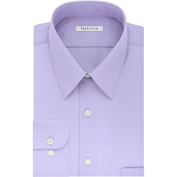 Van Heusen Mens TALL FIT Dress Shirts Poplin Big and Tall 17.5 Neck 35-36 Sleeve Lavender