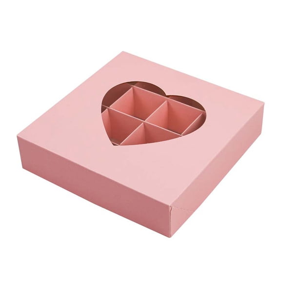 1Pc Valentines Day Bakery Pink Box with Window Heart - Can Hold 16 Pcs Chocolates, for Women Mother Grilfriend Boyfriend & Candy Party Favo & Dessert Shop Supplies