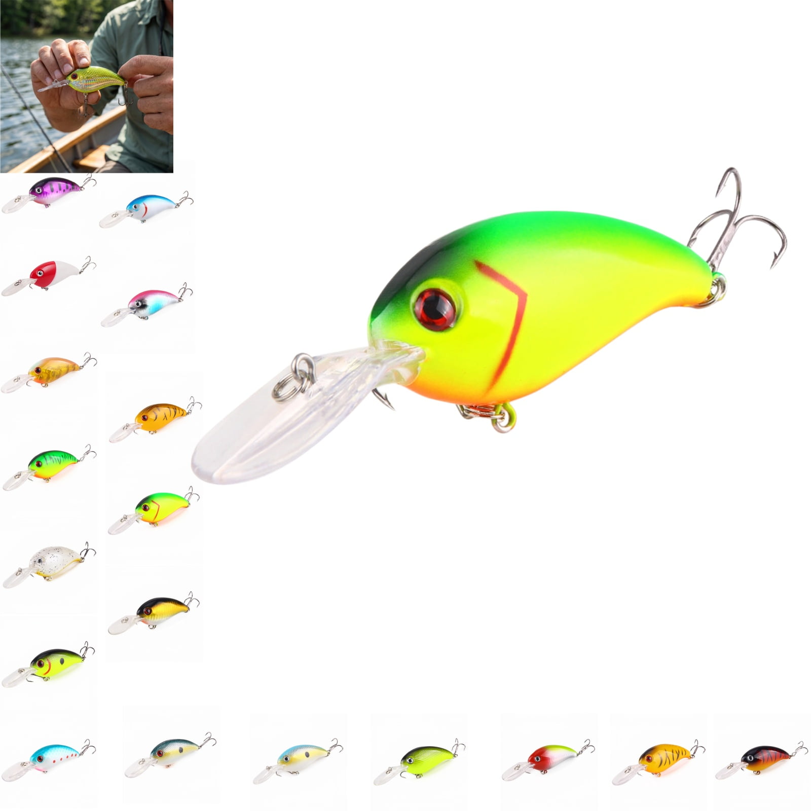 Hard Crankbait Fishing Lure - Gold Foil Artificial Fish with Lifelike Design Realistic Reflective Bait for Freshwater Saltwater Durable Crank Bait