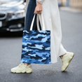 thumbnail image 6 of Canvas Bag Tote Bag Shopping Bag 16×15in Can Be Carried By Hand And Can Be Used For Daily Travel Such As Shopping And Going To Work Vector Camouflage Pattern Blue_1, 6 of 8