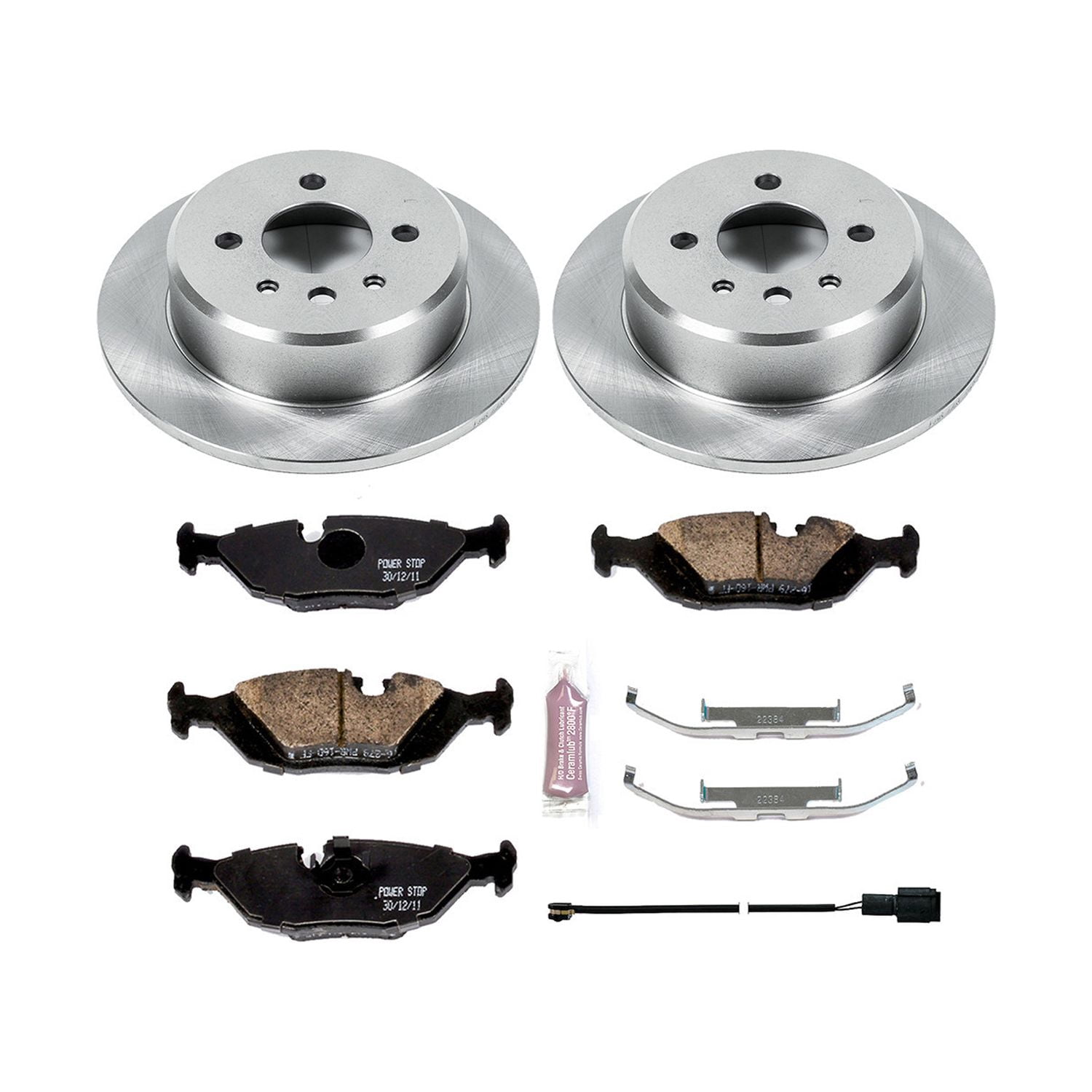 Power Stop Rear Stock Replacement Brake Pad and Rotor Kit KOE4804 Fits 1987 BMW 325