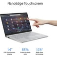 thumbnail image 4 of ASUS Chromebook C425 Clamshell Laptop, 14" FHD 4-Way NanoEdge Touch Screen, Intel Core m3-8100Y Processor, 4GB RAM, 128GB eMMC Storage, Backlit KB, Silver, Chrome OS, C425TA-AS348FT, 4 of 8