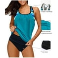 thumbnail image 4 of Womens Blouson Striped Printed Strappy T-Back Push up Tankini Top with Shorts, 4 of 6