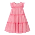 thumbnail image 6 of NIPAXO Girls Dress Summer Flutter Sleeve Crewneck Fully Lined Tiered Ruffle Flowy Boho Casual Dress for Kids, 6 of 7