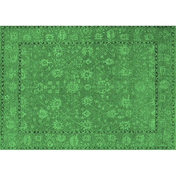 Ahgly Company Indoor Rectangle Oriental Emerald Green Industrial Area Rugs, 8' x 10'