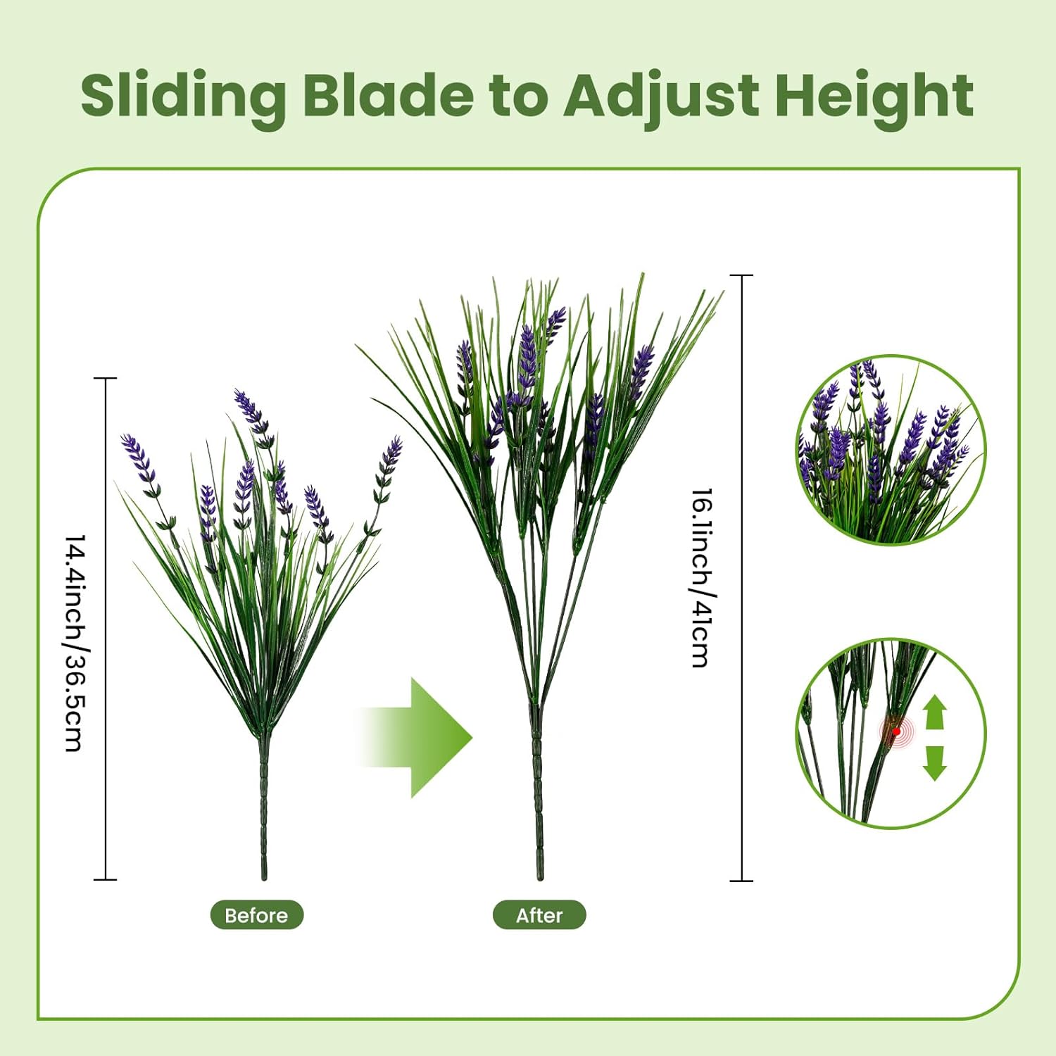 10 Bundles Outdoor Artificial Plants, UV Resistant Fake Monkey Grass, Faux Purple Lavender Flowers, No Fade Plastic Greenery for Pot, Garden, Patio, Porch, Window Box, Home, Hanging Planter