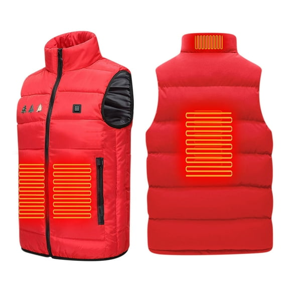 SELONE Heated Vests for Men Women 1 Control 4 Heating Zones Fleece Jacket Sleeveless Soild Casual Coat Plus Size
