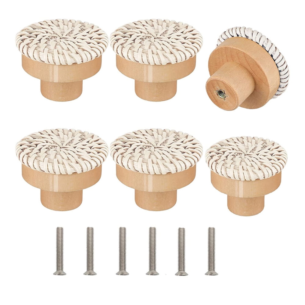 Wood Drawer Knobs Modern Finely Handcrafted from Rattan Rattan