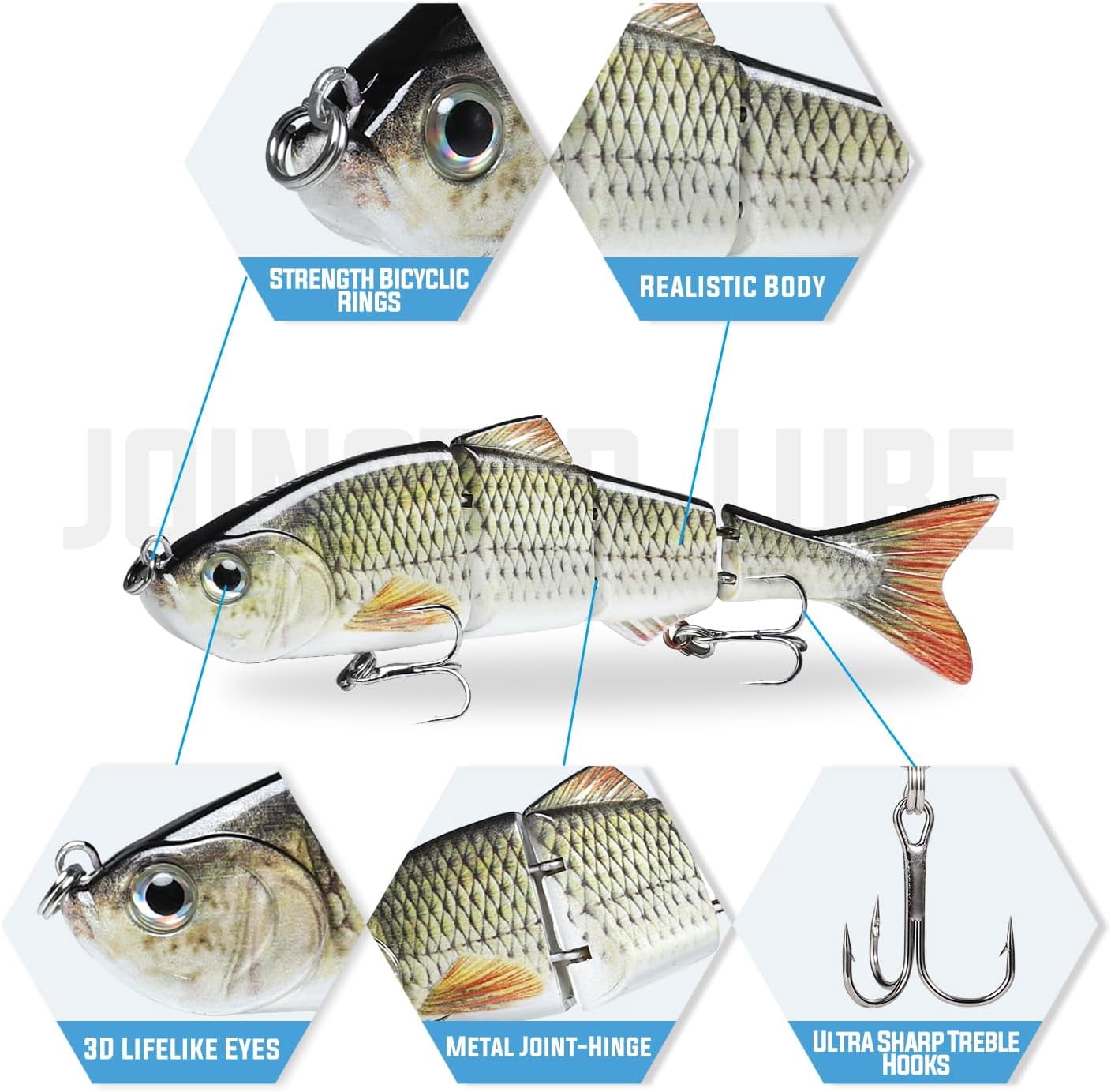 TRUSCEND Fishing Lures for Bass Trout Crappie, Lifelike Swim Baits Bass Fishing Gear Accessories for Walleye and Pike Slow Sinking Freshwater Saltwater Jigs, Amazing Fishing Gifts for Men