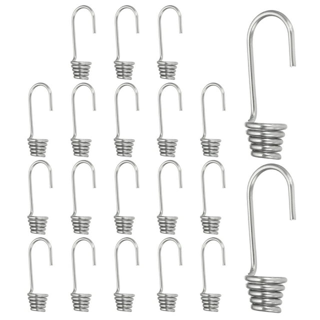 Ganchos de cuerda elástica de 3/16" (5mm), ganchos de alambre en espiral de cuerda elástica pesada, plata 20 piezas