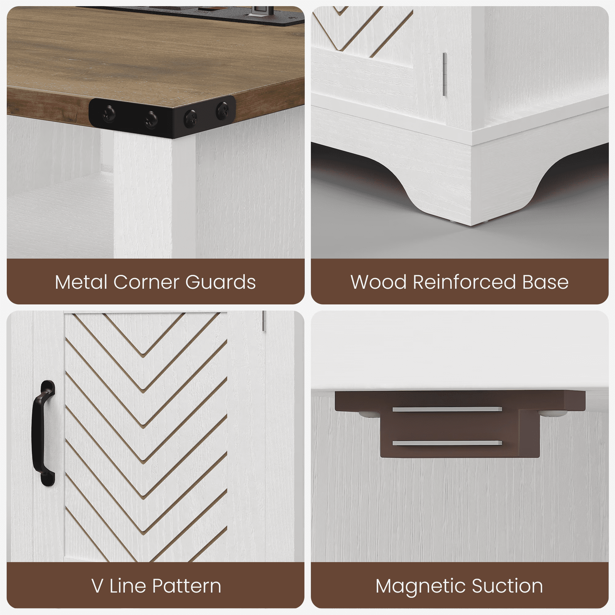 Mintazer 25"H Farmhouse Nightstand Set of 2, End Table with Charging Station & Storage, Bedside Cabinet with LED Lights for Bedroom Hallway Closet Living Room, White