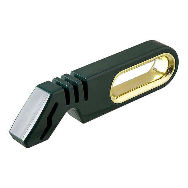 Afilador manual de cuchillos y piedra de afilar tijeras 4 en 1 | Herramienta de cocina multifuncional con base antideslizante | Afilador de arrastre rápido y fácil para uso doméstico y profesional
