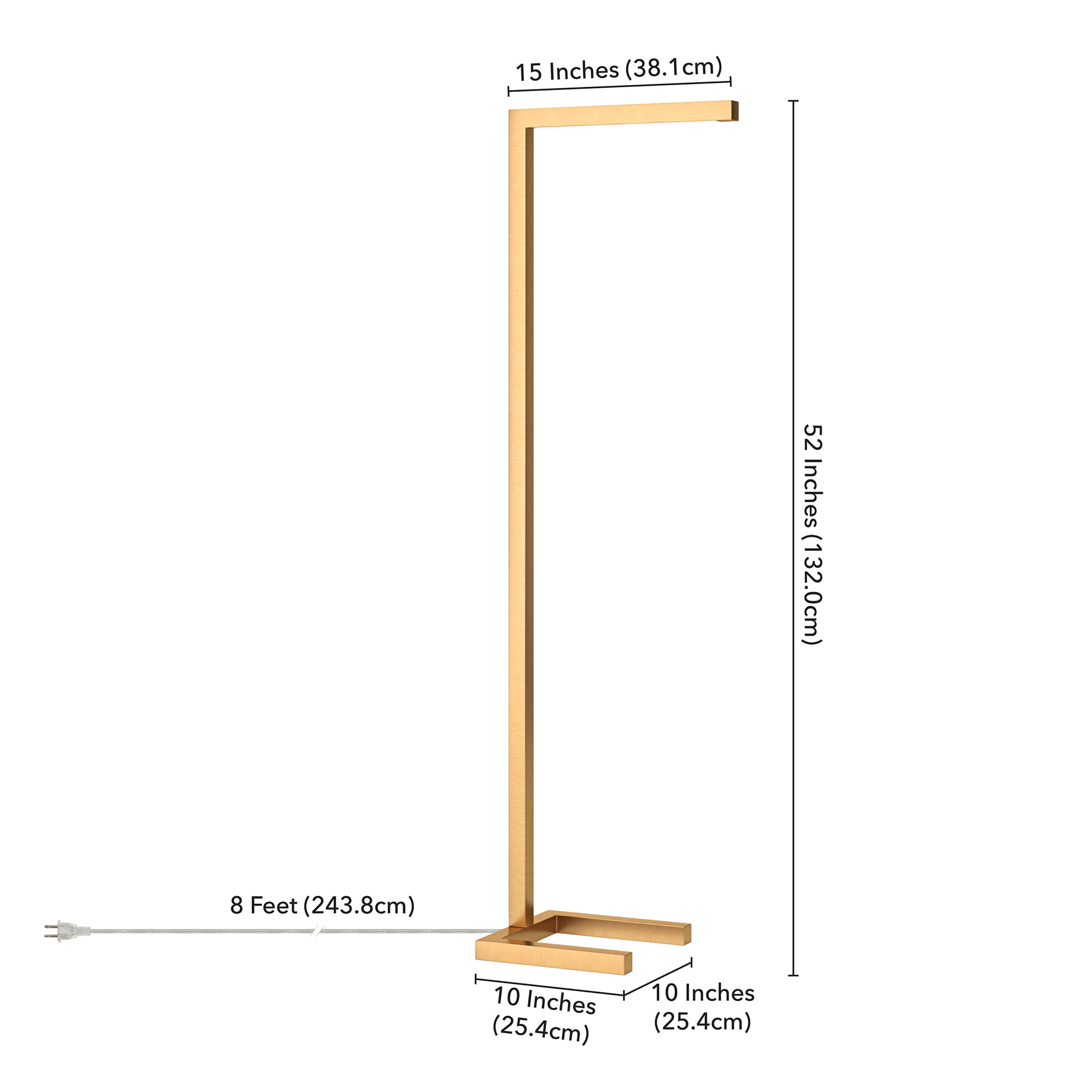 Evelyn&Zoe Malin 52" Modern Metal Floor Lamp with Brass Rectangle Metal Shade