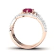 thumbnail image 4 of Womens Rose Gold Ruby Flower Ring With Diamond Accent Fashion Jewelry Gift For Birthday Anniversary Glam Style, 4 of 6