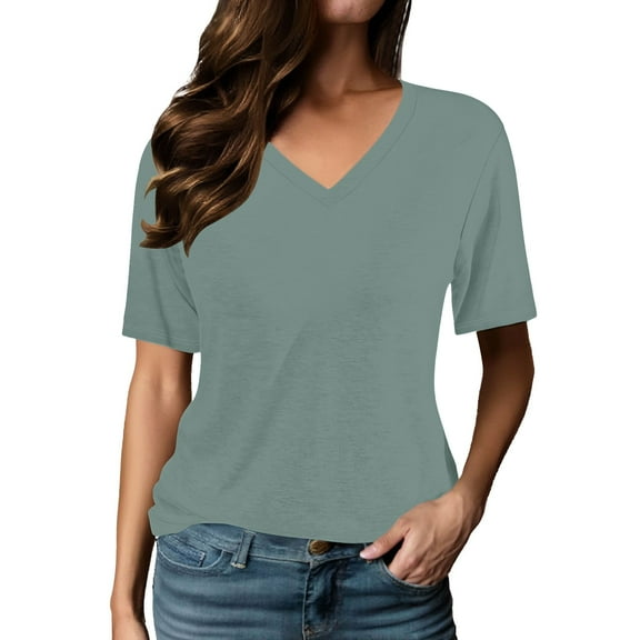 Women's V Neck Long Sleeve T Shirt Casual Letter Print Loose Fit Comfortable Soft Top for Everyday Wear