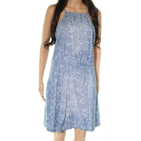 Tart Dresses - Blue Womens Medium Denim Square-Neck Sheath Dress $89 M ...
