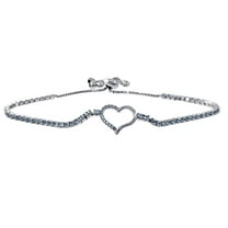 925 Sterling Silver Womens Cubic Zirconia Fancy Tennis Love Heart Bracelet Tennis Bracelet for Women