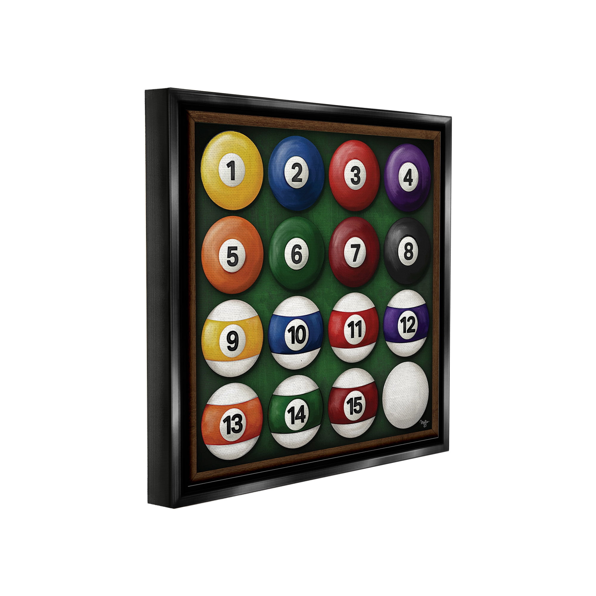 Stupell Industries Traditional Billiards Balls Sports Painting Black Floater Framed Canvas Art Print Wall Art, 18 x 18