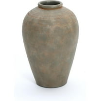 LuxenHome Rustic Ceramic Flower Vase,14'' Brown Terracotta Urn Vases for Room Decor,Vintage Pottery Large Vase Living Room Decor,Modern Farmhouse Floor Vase Home Décor Accents