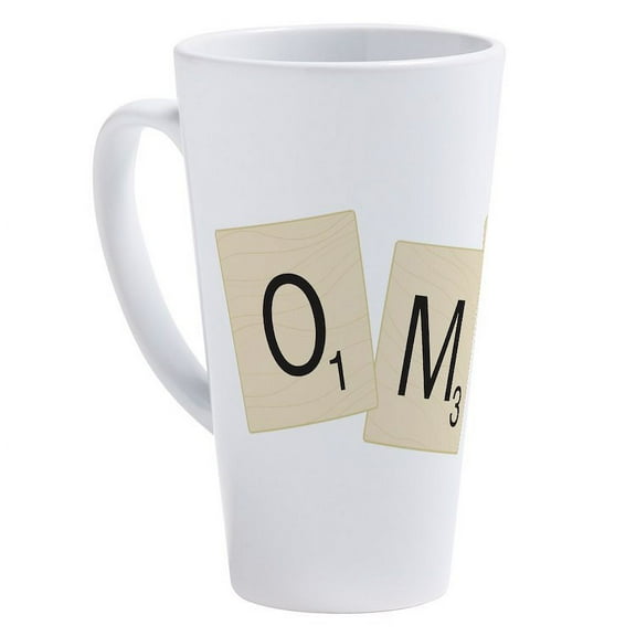 CafePress - Scrabble OMG - 17 Oz White Ceramic Latte Mug