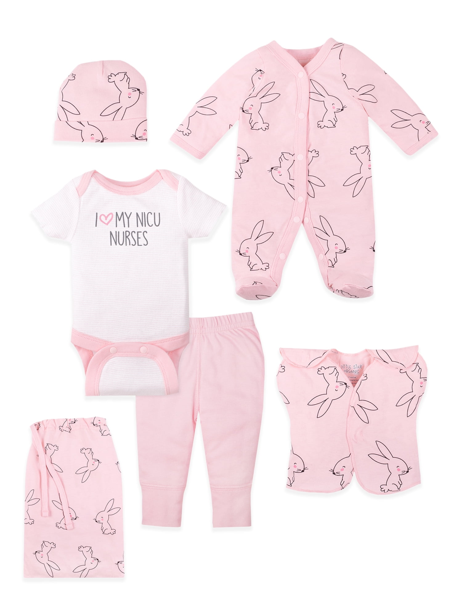 Little Star Baby Girl 5 Pc Preemie Nicu Set with Bag, Size Preemie ...