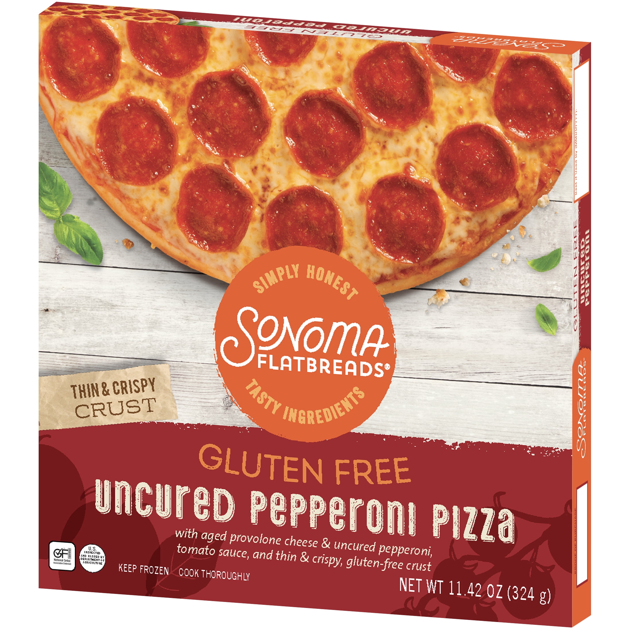 Sonoma Flatbreads Gluten Free Pepperoni, Marinara Sauce, 11.42 oz. (Frozen - Contains: Milk, Soy)