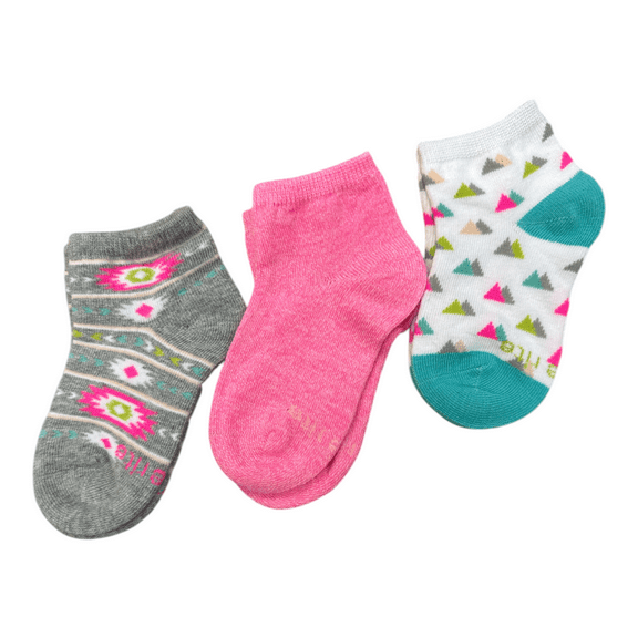 Girls' Little 3pk Comfort Seam Quarter, Aztec Pink, Sock: 5-6.5 / Shoe: 3-7